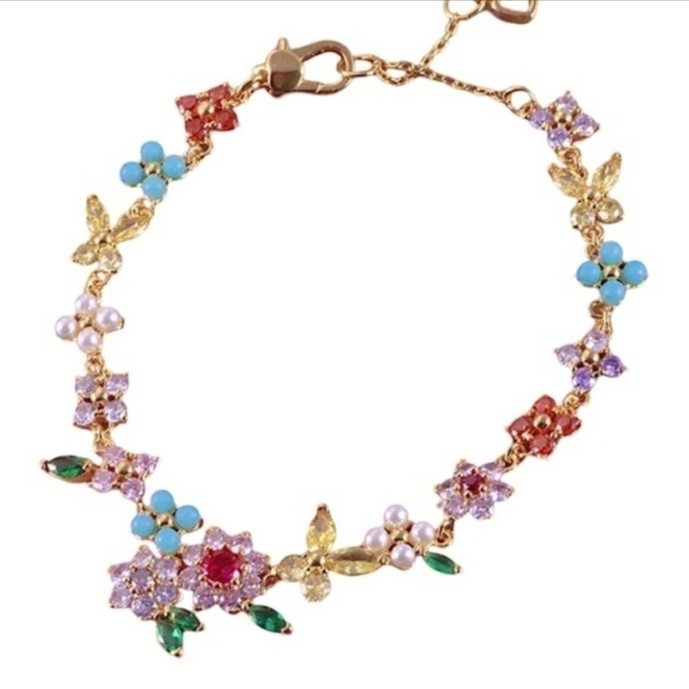 Kate Spade New York New Bella Bloom Rinestones Flower Statement Bracelet
